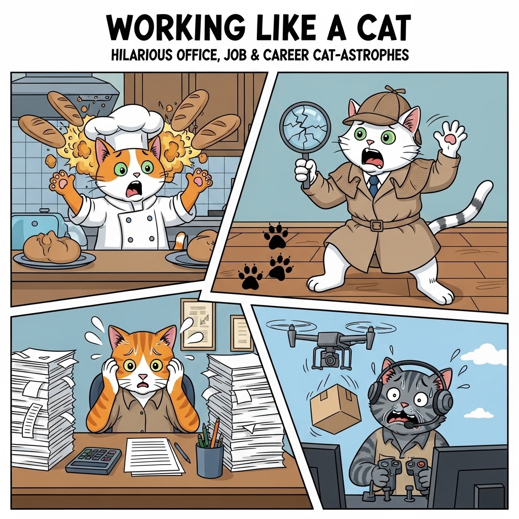 working like a cat