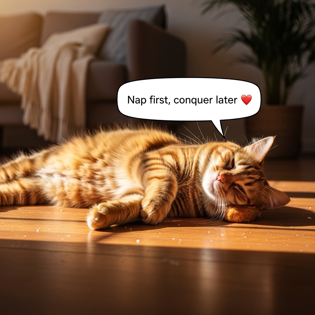 5 Ways Cats Can Teach You to De-Stress (and Laugh More Every Day) funny cat - nap first