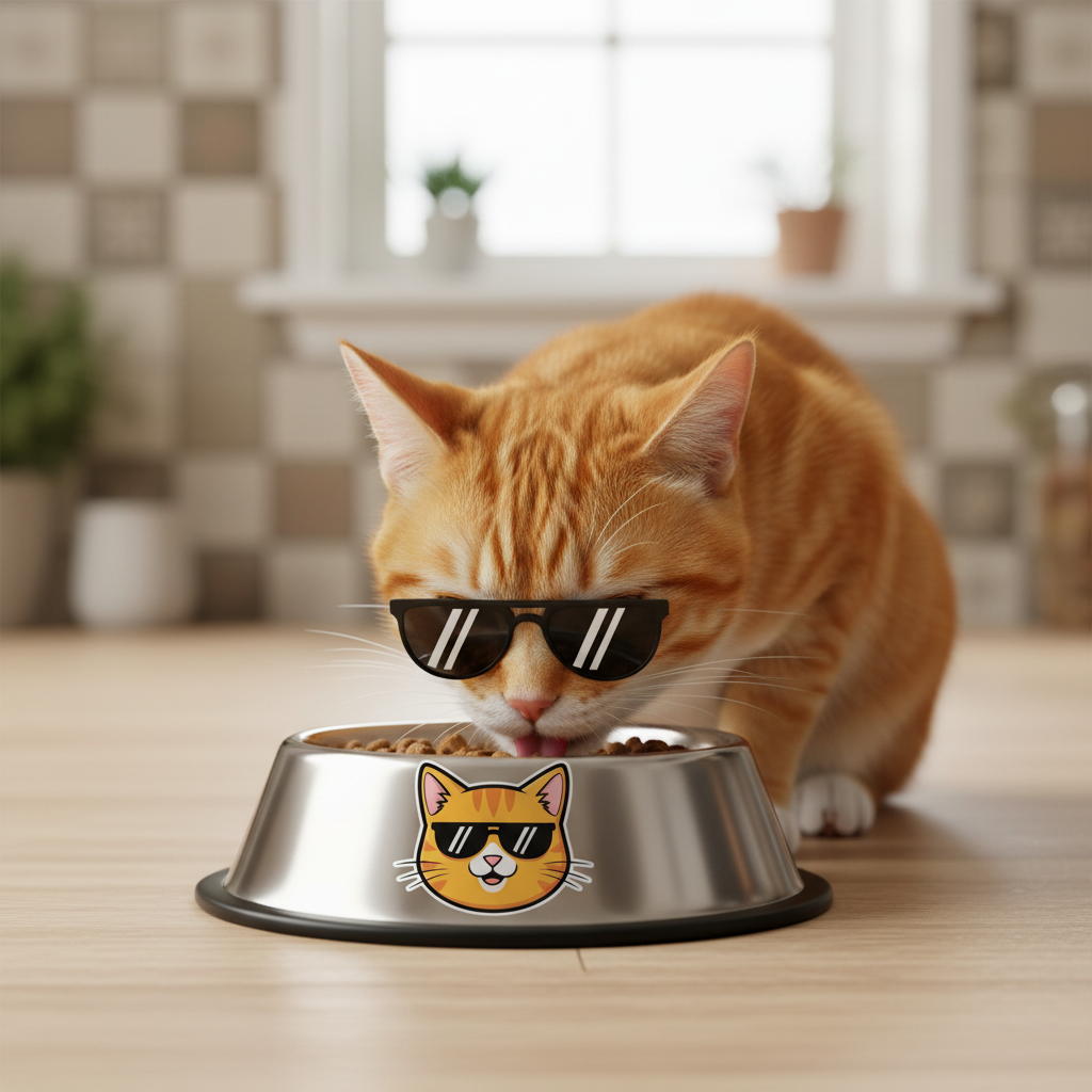 New Year, Cat-Approved You: Plan Your 2026 Goals with Fun cat eating sticker 1