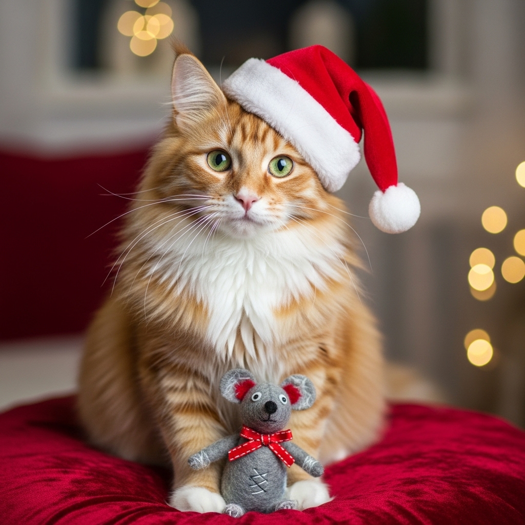 Make Holiday Planning Fun: Cat-Inspired Checklists & Meal Planners cat santa hat 1